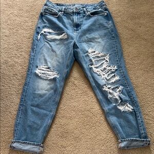 American Eagle Outfitters Blue Boyfriend Jeans Distressed